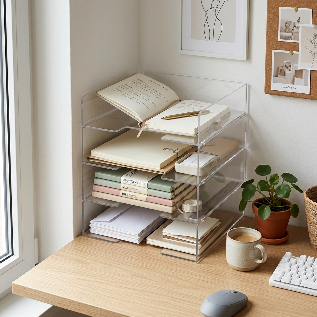 Minimalistische Dokumentenablage für den Schreibtisch